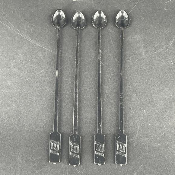 Vintage BI Black Plastic Stir Spoons Coffee McSpoon Lot of 3 Spit-it USA - Picture 2 of 8